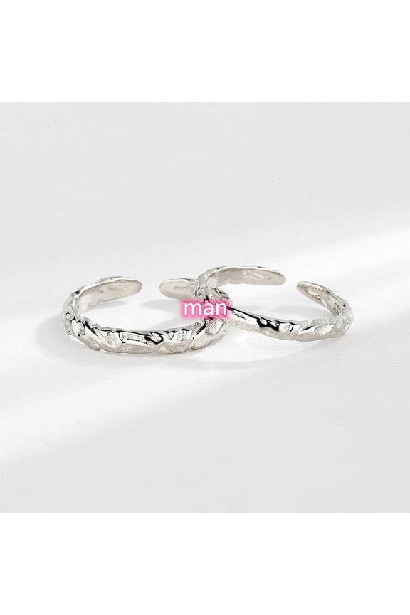 Sterling Silver Couple Ring Set Korean Matching Rings for Him and Her Adjustable Promise Rings Anniversary Jewelry Gift for Couples Engagement Bands