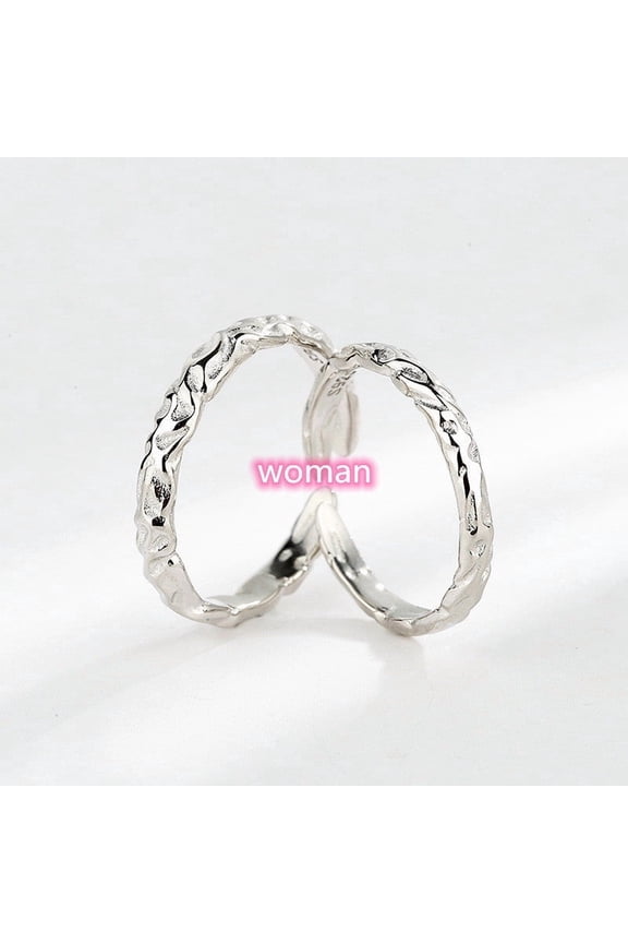 Sterling Silver Couple Ring Set Korean Matching Rings for Him and Her Adjustable Promise Rings Anniversary Jewelry Gift for Couples Engagement Bands