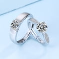 thumbnail image 1 of Sterling Silver Couple Ring With Diamond Accent Geometric Korean Style Matching Band Anniversary Jewelry Gifts, 1 of 5