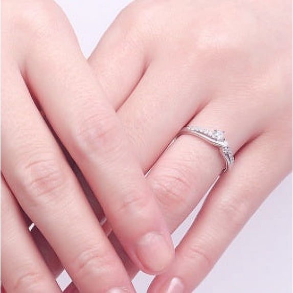 Sterling Silver Couple Rings Diamond Wedding Bands Anniversary ...