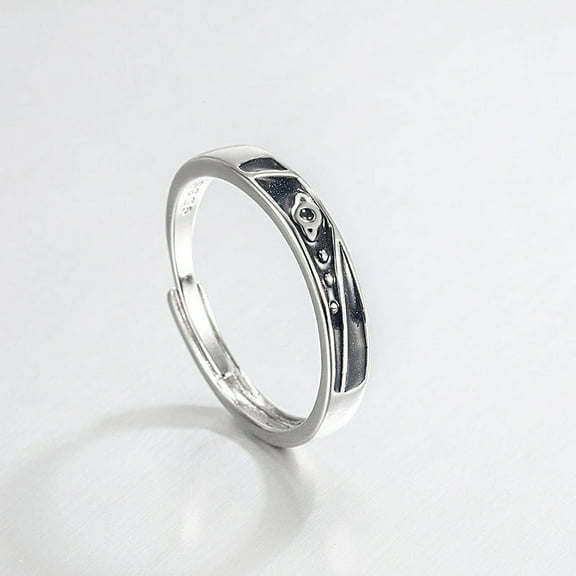 Sterling Silver Couple Rings Dream Planet Matching Promise Rings Adjustable Opening for Men and Women Anniversary Jewelry Gifts