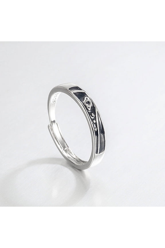 Sterling Silver Couple Rings Dream Planet Matching Promise Rings Adjustable Opening for Men and Women Anniversary Jewelry Gifts
