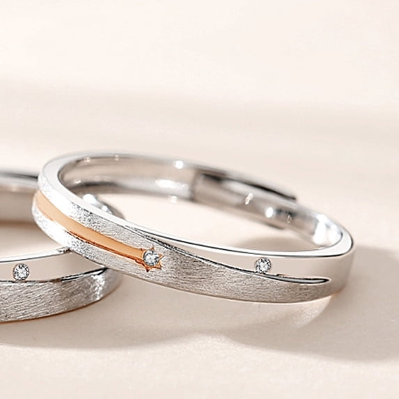 Sterling Silver Couple Rings Open Adjustable Korean Matching Bands For Him And Her Promise Jewelry Gifts Rings