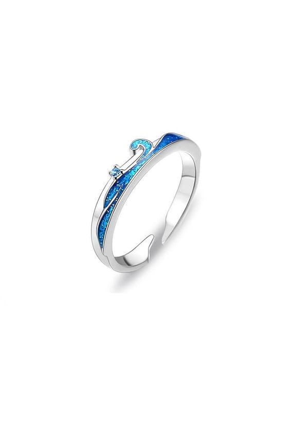 Sterling Silver Couple Rings Wave Design Diamond Inlaid Matching Bands Korean Promise Rings for Him and Her 925 Silver Anniversary Engagement Rings Sets