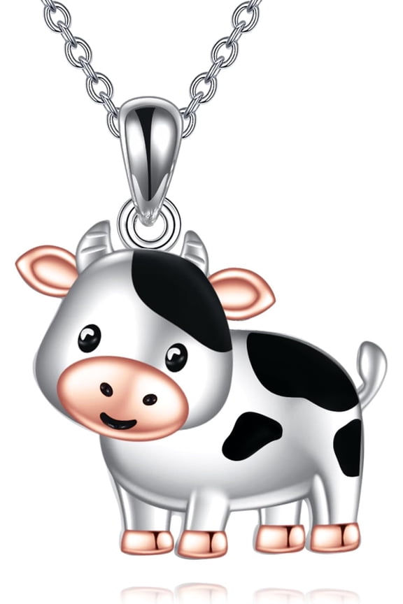 Sterling Silver Cow Pendant Necklace for Women Cute Cow Necklace Western Animal Jewelry Cowgirl Style Gift