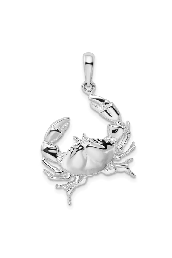Sterling Silver Crab Pendant Necklace for Women and Men, Cancer Zodiac Jewelry with Dimensional Design, Nautical Ocean Theme, Astrology Celestial Style, Beach Fashion Accessory