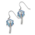thumbnail image 1 of Sterling Silver Created Blue Opal Inlay Palm Tree Dangle Earrings, 1 of 1