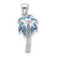 thumbnail image 1 of Sterling Silver Created Blue Opal Inlay Palm Tree Pendant, 1 of 3