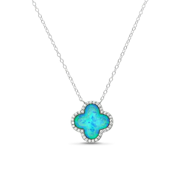 Sterling Silver White Opal And CZ Flower Pendant Sterling Silver White Opal And CZ Flower Pendant