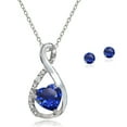 thumbnail image 1 of Sterling Silver Created Blue Sapphire Infinity Heart Pendant Necklace & Stud Earrings Set, 1 of 1