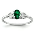 thumbnail image 1 of 925 Sterling Silver Polished Created Emerald Ring Size 8 2mm Wide - .36 cwt -  Jewelry Gift for Mom, 1 of 4