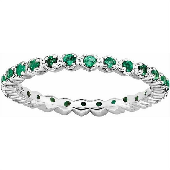 Sterling Silver Created Emerald Ring