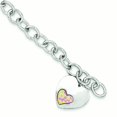 thumbnail image 1 of Sterling Silver Created Opal Heart Bracelet - 7 Inch - Lobster Claw, 1 of 3