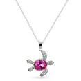 thumbnail image 1 of Sterling Silver Created Pink Sapphire Turtle Necklace 18 Inches, 1 of 2