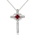thumbnail image 1 of Sterling Silver Created Ruby & Diamond Accent Cross Heart Necklace, 1 of 2