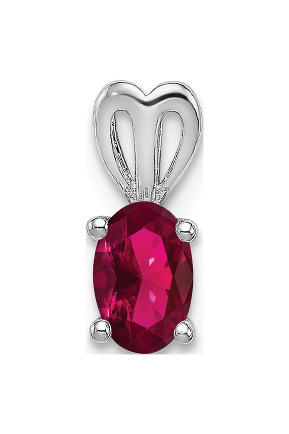 Sterling Silver Created Ruby Pendant Charm