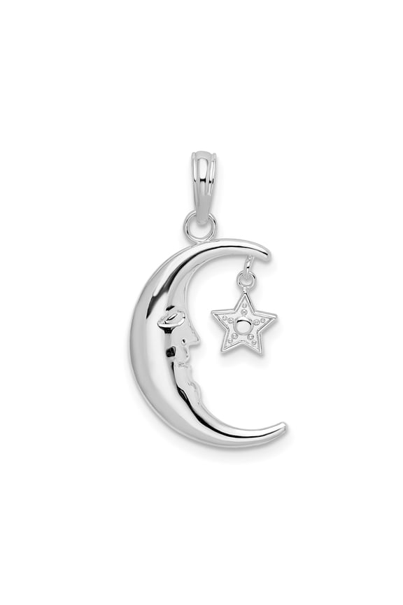 Sterling Silver Crescent Moon Face Necklace with Cubic Zirconia Star, Celestial Pendant for Women and Teens, Spiritual Cosmic Charm Symbolizing Dreams and Astrology