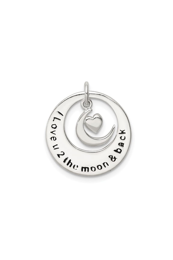 Sterling Silver Crescent Moon and Heart Pendant Necklace for Women or Unisex, Romantic Sentimental Jewelry with Love Message, 925 Silver Charm Symbolizing Affection