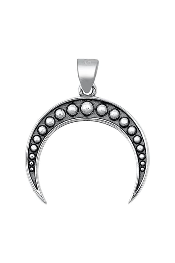 Sterling Silver Crescent Moon Pendant Bali Vintage Charm 925 New Jewelry Female Unisex