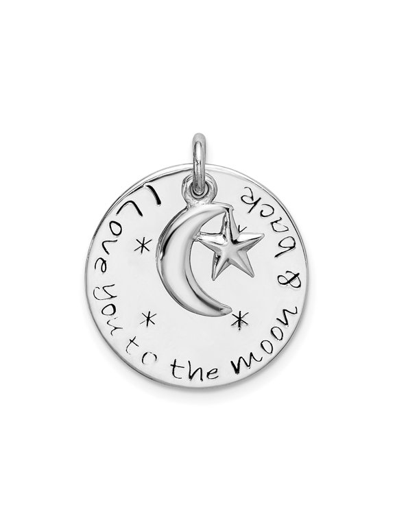 Sterling Silver Crescent Moon and Star Pendant Necklace for Women, Romantic Celestial Jewelry with Love Message, Sentimental Keepsake Charm in 925 Silver