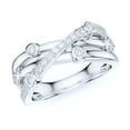 thumbnail image 1 of Sterling Silver Criss Cross Bubble Cocktail Simulated Round Brilliant Diamond Ring Wedding Band For Women (5), 1 of 6