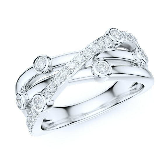 Sterling Silver Criss Cross Bubble Cocktail Simulated Round Brilliant Diamond Ring Wedding Band For Women (6)