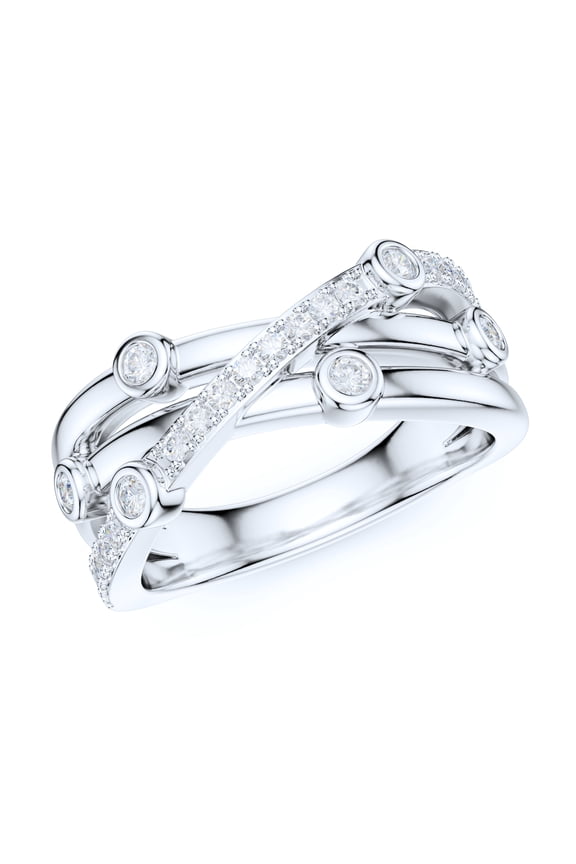 Sterling Silver Criss Cross Bubble Cocktail Simulated Round Brilliant Diamond Ring Wedding Band For Women (6)