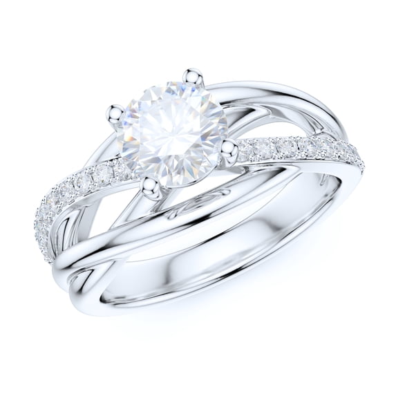 Sterling Silver Criss Cross Intersecting 1CT Simulated Round Brilliant Cut Diamond Promise Engagement Ring (6)