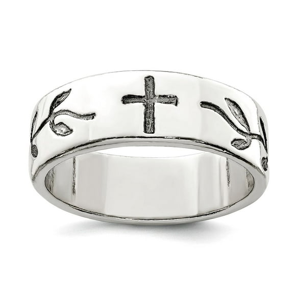 925 Sterling Silver Solid Polished Artisan Oxidized Religious Faith Cross Design Ring Size 10 -  Jewelry Gift for Mom