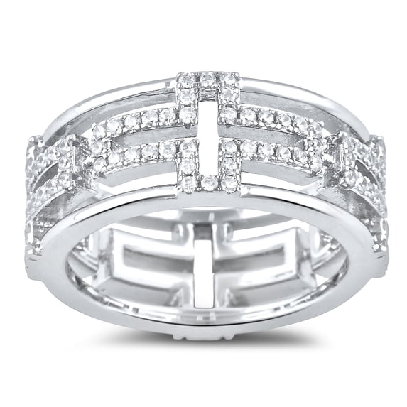 SilverCloseOut Sterling Silver Cross Eternity Cz Ring