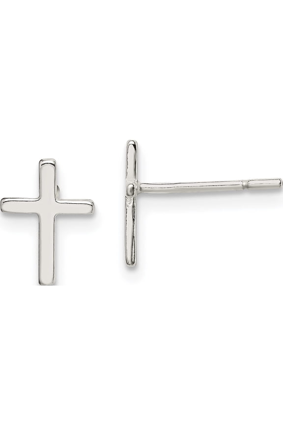 Sterling Silver Cross Mini Earrings (11 X 7) Made In India qe669