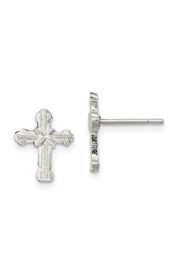 Sterling Silver Cross Mini Earrings