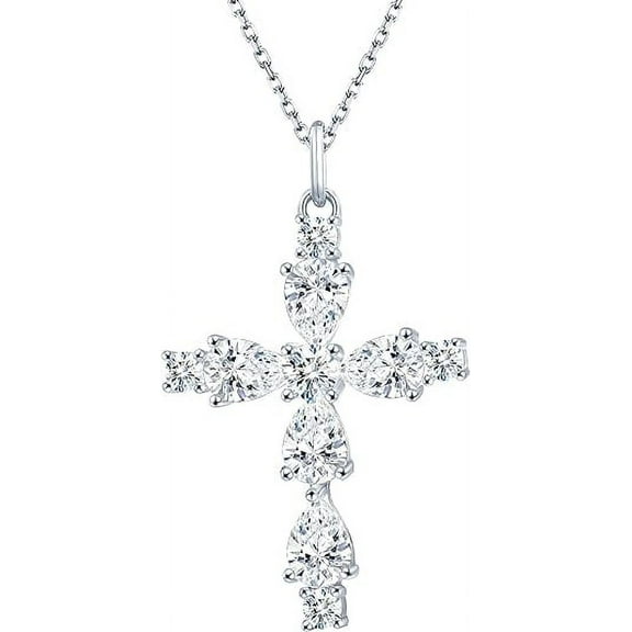 Sterling Silver Cross Necklace for Women Gold Plated Cross Pendant Necklace Cross Layered Necklace for Women