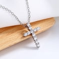 thumbnail image 1 of 14K White Gold Plated Cross Necklace with Crystals, 1 of 4