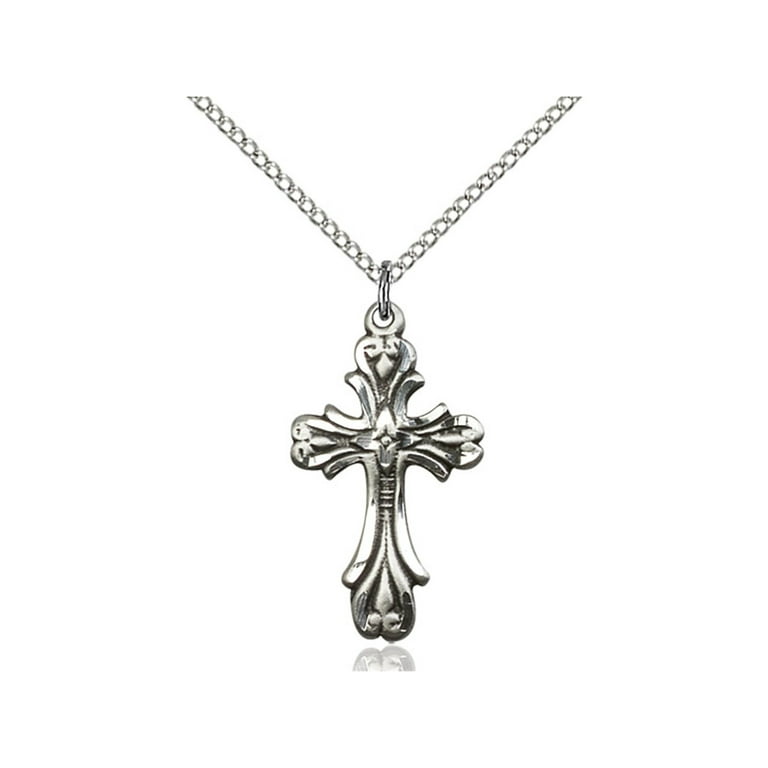 Sterling Silver Cross Pendant x 1/2 inches with Sterling Silver