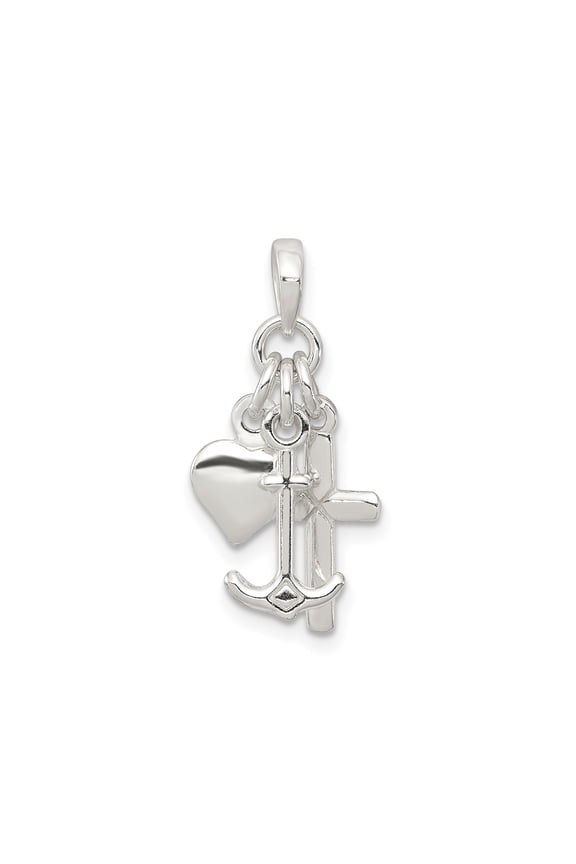 Sterling Silver Cross Pendant Necklace for Men and Women with Anchor and Heart Accents Religious Spiritual Jewelry for Faith Love and Devotion Unisex Polished Statement Pendant