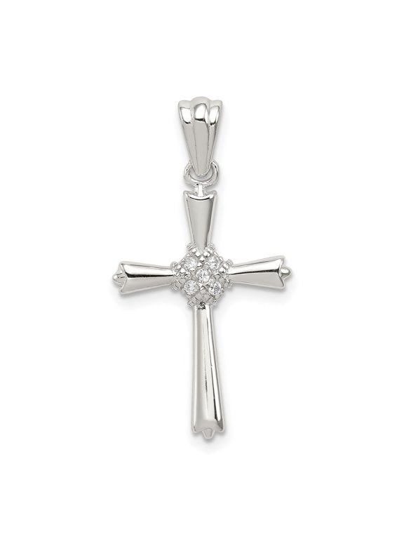 Sterling Silver Cross Pendant Necklace for Men and Women with CZ Accents Celtic Design Gold Detail Modern Religious Jewelry for Everyday Wear and Layering