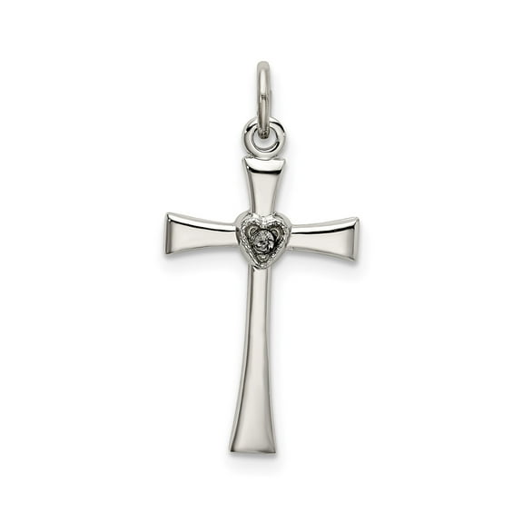 Sterling Silver Cross Pendant Necklace for Men and Women with CZ Stone Gold Accents Religious Charm Polished Heart Faith Jewelry Sacred Spiritual Fine Accessory