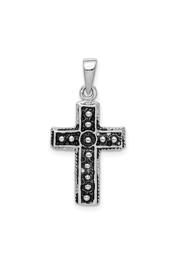 Sterling Silver Cross Pendant Necklace for Men and Women with Oxidized Finish Vintage Religious Design Gothic Style Faith Jewelry Statement Spiritual Accessory Bold Textured Artistic Look