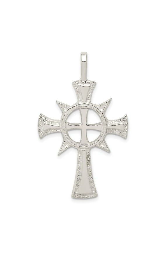Sterling Silver Cross Pendant Necklace for Men and Women with Modern Geometric Design and Rugged Artisanal Texture Spiritual Faith Jewelry Statement