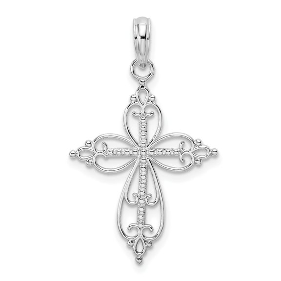 Sterling Silver Cross Pendant Necklace for Men and Women with Vintage Filigree Design and Spiritual Faith Symbolic Openwork Jewelry