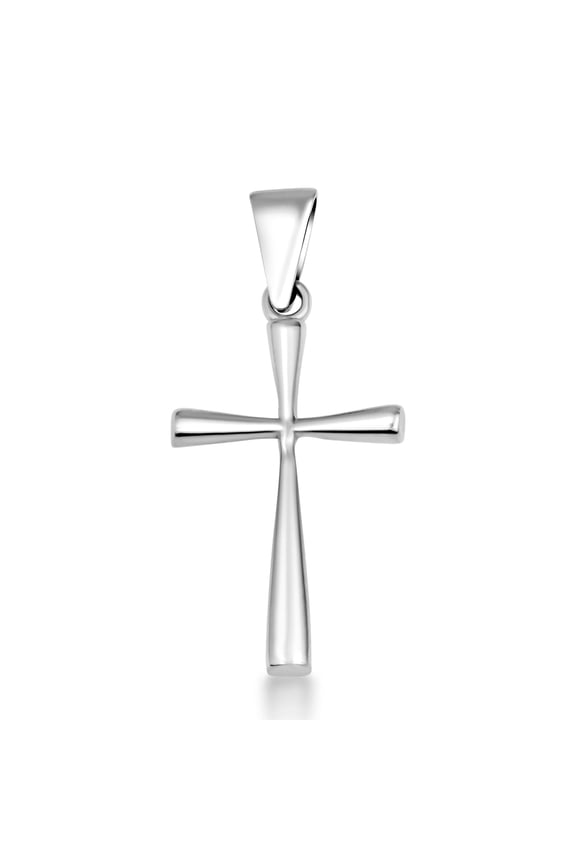 Sterling Silver Simple Classic Flared Cross Pendant