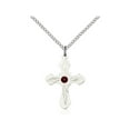 thumbnail image 1 of Sterling Silver Cross Pendant with 3mm January Red Swarovski Crystal 7/8 x 5/8 inches with Sterling Silver Lite Curb Chain, 1 of 1