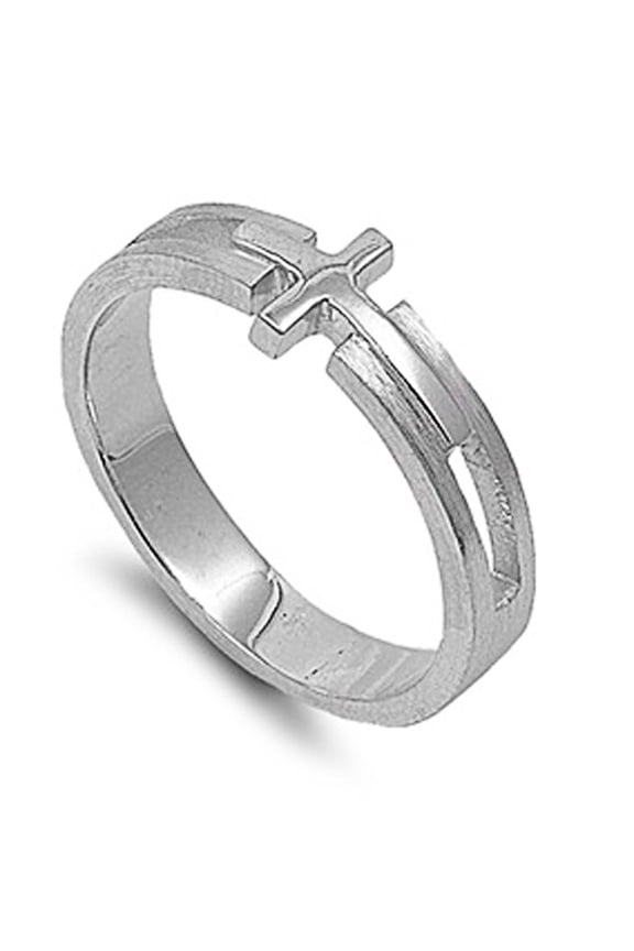 Sterling Silver Cross Ring 7mm ( Size 5 to 10)