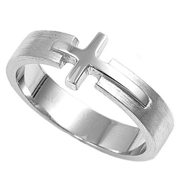 Sterling Silver Cross Ring 8mm ( Size 4 to 8)