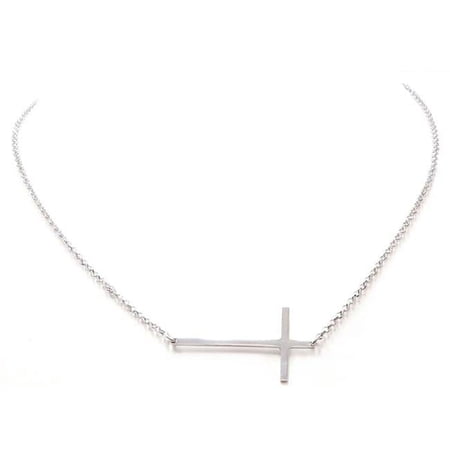Sterling Silver Cross Sideway Necklace