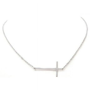 Sterling Silver Cross Sideway Necklace