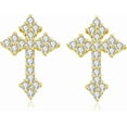 thumbnail image 1 of Sterling Silver Cross Stud Earrings for Women Men, CZ Cross Stud Hypoallergenic Jewelry Gift, 1 of 5