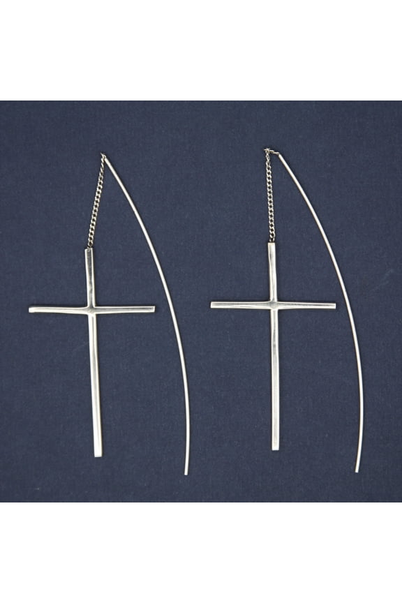 Sterling Silver Cross Threader Earrings
