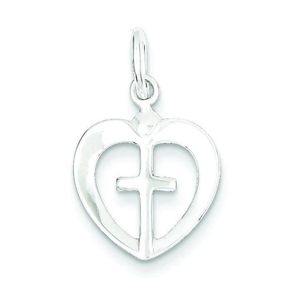 Sterling Silver Cross with Heart Charm